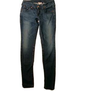 True Religion Jeans Womens 30 Stella Skinny Vintage Stitch Low Rise USA Y2K Punk
